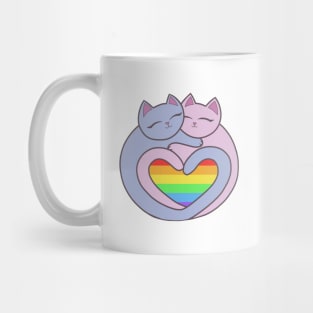 Rainbow Pride Heart Cats Kawaii Mug